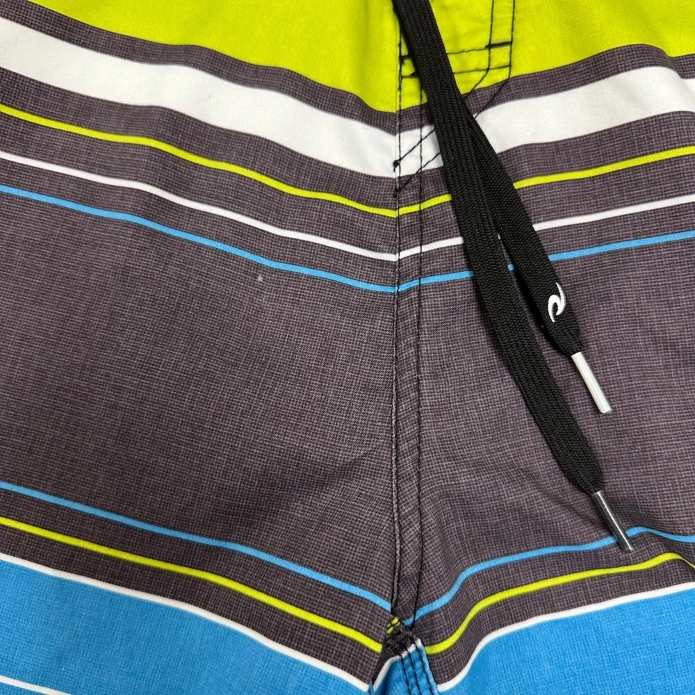 Rip Curl Swim Trunks Striped Board Shorts‎ Drawstring Pocket Surf Size 32